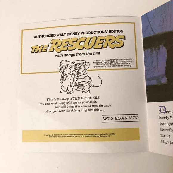 Vintage 1977 The  Rescuers Walt Disneys Storyteller Book only NO Tape - Picture 4 of 12